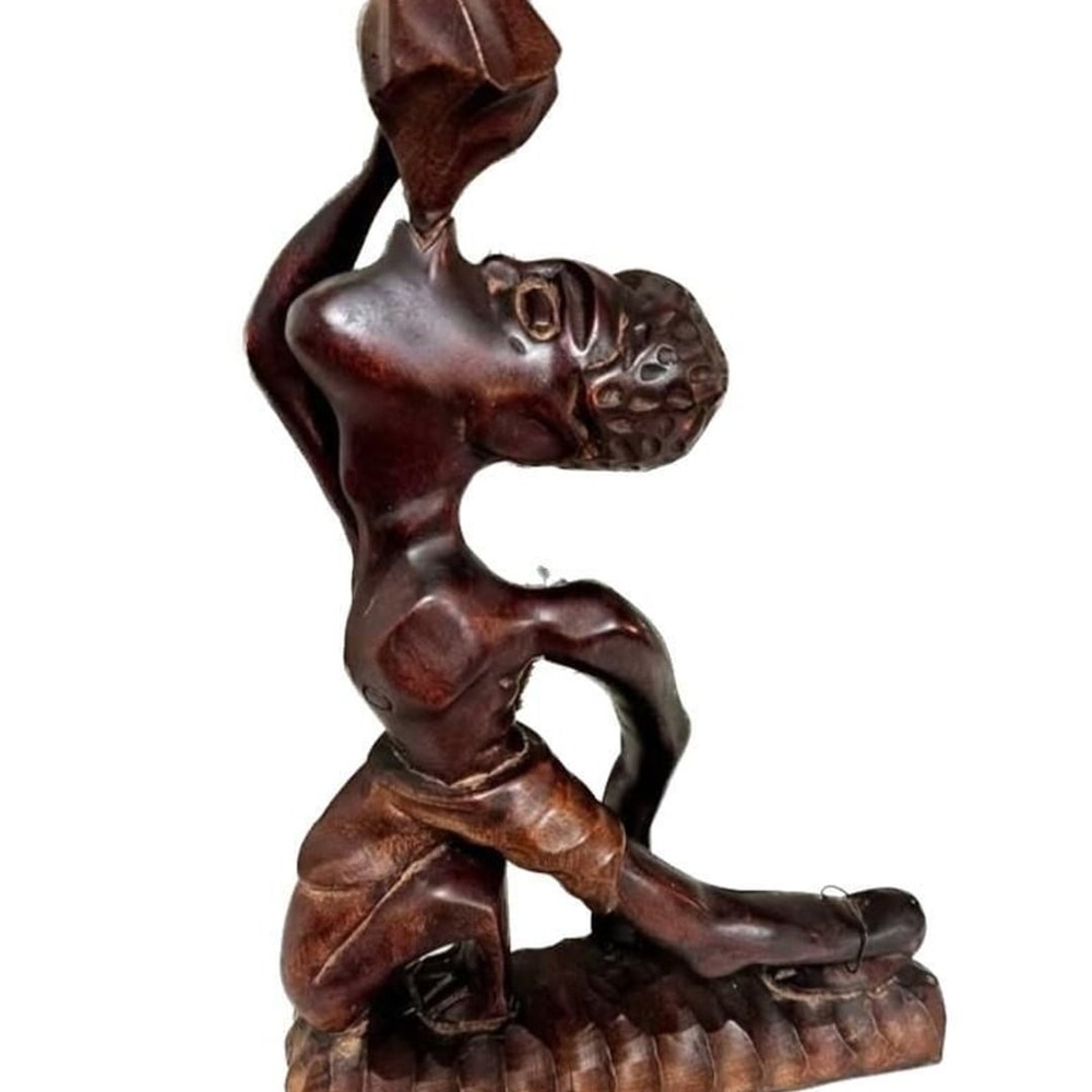 Vintage Hand-Carved Hardwood African Figurine Statue